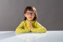 Preschooler yoga kid relaxing with mindfulness and calm at school