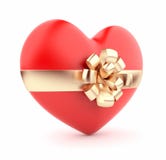 Present Valentine. Red Heart 3D. Isolated Stock Photo Present Valentine. Red Heart 3D. Isolated Stock Photo
