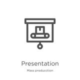 presentation icon vector from mass producction collection. Thin line presentation outline icon vector illustration. Outline, thin stock illustration presentation icon vector from mass producction collection. Thin line presentation outline icon vector illustration. Outline, thin stock illustration