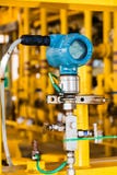 Pressure transmitter in oil and gas process , send signal to con Stock Photo Pressure transmitter in oil and gas process , send signal to con Stock Photo