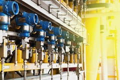 Pressure transmitter in oil and gas process , send signal to con Royalty Free Stock Image Pressure transmitter in oil and gas process , send signal to con Royalty Free Stock Image