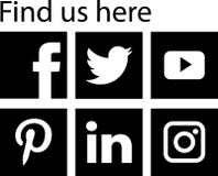 Preto social dos ícones dos meios ilustração do vetor Preto social dos ícones dos meios ilustração do vetor