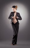 Pretty Blonde Woman Portrait In Black Suit Stock Photography Pretty Blonde Woman Portrait In Black Suit Stock Photography