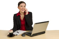 Pretty Businesswoman Calling Behind Desk Royalty Free Stock Photo Pretty Businesswoman Calling Behind Desk Royalty Free Stock Photo