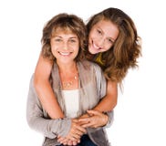 Pretty Daughter Hugging Her Mom From Back Stock Photo
