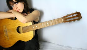 Pretty Girl With Guitar Stock Photography