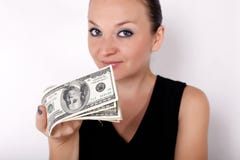 Pretty Girl With Money Royalty Free Stock Image