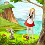 Pretty Girl With Rabbit Near The River Stock Photography Pretty Girl With Rabbit Near The River Stock Photography