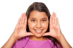Pretty Hispanic Girl Framing Her Face With Hands Royalty Free Stock Photo