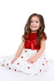 Pretty Little Girl In Red And White Dress Royalty Free Stock Images