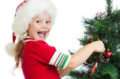 Pretty Preschool Child Decorating Christmas Tree Royalty Free Stock Photos Pretty Preschool Child Decorating Christmas Tree Royalty Free Stock Photos