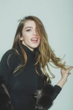 Pretty woman or girl with long hair in fur stock photo Pretty woman or girl with long hair in fur stock photo