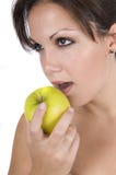 Pretty Woman Eating Green Apple Royalty Free Stock Image