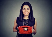 Pretty woman holding vintage telephone royalty free stock images Pretty woman holding vintage telephone royalty free stock images