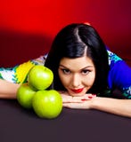 Pretty Woman With Apples Royalty Free Stock Photos
