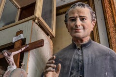 Arts studio with priest blessing statue close up Stock Images Arts studio with priest blessing statue close up Stock Images