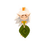 Princess of the forest Elves with white hair and green dress, cute fairytale magic character vector Illustration on a Stock Photo Princess of the forest Elves with white hair and green dress, cute fairytale magic character vector Illustration on a Stock Photo