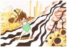 Principessa che guida un surf su un fiume di bianco e di cioccolato fondente royalty illustrazione gratis Principessa che guida un surf su un fiume di bianco e di cioccolato fondente royalty illustrazione gratis