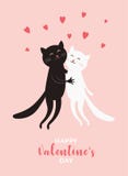 Cute cats, Valentine`s Day greeting card stock illustration Cute cats, Valentine`s Day greeting card stock illustration