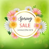 Spring sale background with beautiful flower and round frame royalty free illustration Spring sale background with beautiful flower and round frame royalty free illustration