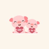 Mother pig and her baby. Mother`s day card. stock illustration Mother pig and her baby. Mother`s day card. stock illustration