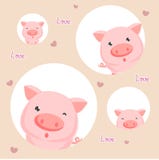 Little piggy in love cartoon. stock illustration Little piggy in love cartoon. stock illustration