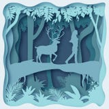 Forest environment, paper cut abstract vector eps 10 stock illustration Forest environment, paper cut abstract vector eps 10 stock illustration