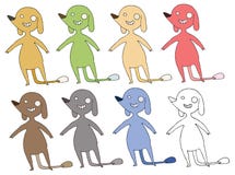 Print cartoon doodle dog monster color set hand draw happy royalty free illustration Print cartoon doodle dog monster color set hand draw happy royalty free illustration