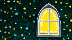 Priorità bassa astratta per il nuovo anno Finestra decorativa di colore giallo con i modelli bianchi sull'albero del nuovo anno d fotografie stock libere da diritti Priorità bassa astratta per il nuovo anno Finestra decorativa di colore giallo con i modelli bianchi sull'albero del nuovo anno d fotografie stock libere da diritti