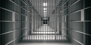 Prison interior. Jail cells, dark background. 3d illustration royalty free illustration Prison interior. Jail cells, dark background. 3d illustration royalty free illustration