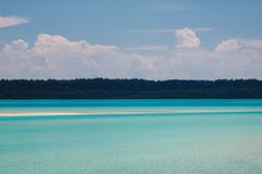 Pristine turquoise water in Maratua island bay