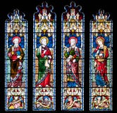 Prittlewell, Essex, UK, 6 July 2018: stained glass window depicting saints at St. Marys church, Prittlewell, Essex. royalty free stock photo Prittlewell, Essex, UK, 6 July 2018: stained glass window depicting saints at St. Marys church, Prittlewell, Essex. royalty free stock photo