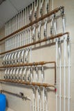 Private boiler copper pipe with hot water royalty free stock images Private boiler copper pipe with hot water royalty free stock images