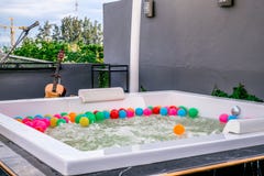 Private guest house including Jacuzzi and hot tub is ready with shinny sink tap very luxury royalty free stock photos Private guest house including Jacuzzi and hot tub is ready with shinny sink tap very luxury royalty free stock photos