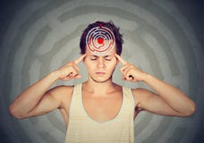 Problem solution concept. Young puzzled man royalty free stock images Problem solution concept. Young puzzled man royalty free stock images