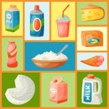 Prodotti lattier-caseario o illustrazione di vettore dell'insieme del latte Fresco, qualità, modello senza cuciture dell'alimento illustrazione vettoriale Prodotti lattier-caseario o illustrazione di vettore dell'insieme del latte Fresco, qualità, modello senza cuciture dell'alimento illustrazione vettoriale