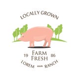 Producción y logotipo frescos de granja - vector el ejemplo stock de ilustración Producción y logotipo frescos de granja - vector el ejemplo stock de ilustración