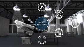 Product aan het gebruiken van Robotwapen in Slimme fabriek Het omringde Slimme grafische pictogram van de fabrieksinformatie Inte Product aan het gebruiken van Robotwapen in Slimme fabriek Het omringde Slimme grafische pictogram van de fabrieksinformatie Inte