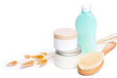 Produits de soin pour la peau sur le blanc image libre de droits Produits de soin pour la peau sur le blanc image libre de droits