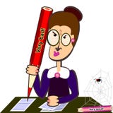 Profesor con el lápiz grande stock de ilustración Profesor con el lápiz grande stock de ilustración