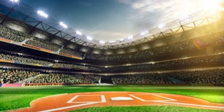 Professional baseball grand arena in sunlight stock image Professional baseball grand arena in sunlight stock image