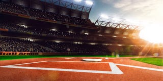 Professional baseball grand arena in sunlight stock images Professional baseball grand arena in sunlight stock images