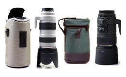Professional Camera Lens And Bags Royalty Free Stock Photo