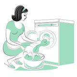 Profil einer s??en Dame Das M?dchen w?scht sich auf der Waschmaschine und legt Schmutzw?sche Eine Frau ist eine gute Frau und ein lizenzfreie abbildung Profil einer s??en Dame Das M?dchen w?scht sich auf der Waschmaschine und legt Schmutzw?sche Eine Frau ist eine gute Frau und ein lizenzfreie abbildung