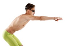 Profil potomstwa, caucasian atlety pływaczka z gogle w sta Obrazy Stock Profil potomstwa, caucasian atlety pływaczka z gogle w sta Obrazy Stock