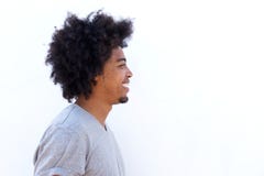 Profile portrait of an african american man with afro smiling stock image Profile portrait of an african american man with afro smiling stock image