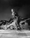 Profile of a young woman skiing royalty free stock photography Profile of a young woman skiing royalty free stock photography