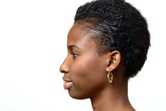 Profilstående av en attraktiv afrikansk kvinna royaltyfri bild Profilstående av en attraktiv afrikansk kvinna royaltyfri bild