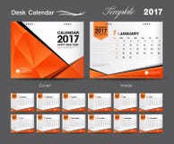 Progettazione arancio stabilita 2017, calendario da scrivania del modello del calendario da scrivania della copertura illustrazione di stock Progettazione arancio stabilita 2017, calendario da scrivania del modello del calendario da scrivania della copertura illustrazione di stock