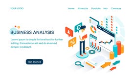 Progettazione del modello del sito Web di analisi commerciale con spazio per testo e un uomo d'affari del fumetto che fa una pres royalty illustrazione gratis Progettazione del modello del sito Web di analisi commerciale con spazio per testo e un uomo d'affari del fumetto che fa una pres royalty illustrazione gratis